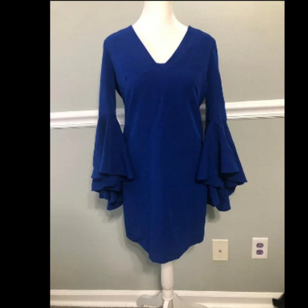 Milly Flared Sleeve Blue Shift Dress Sz 2